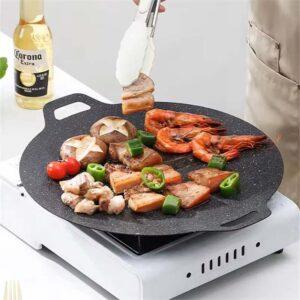 Cast Iron Outdoor Camping Grill Pan – Non-Stick Barbecue Plate for Korean Steak, Frying, BBQ, Induction Cooker & Gas Cooking