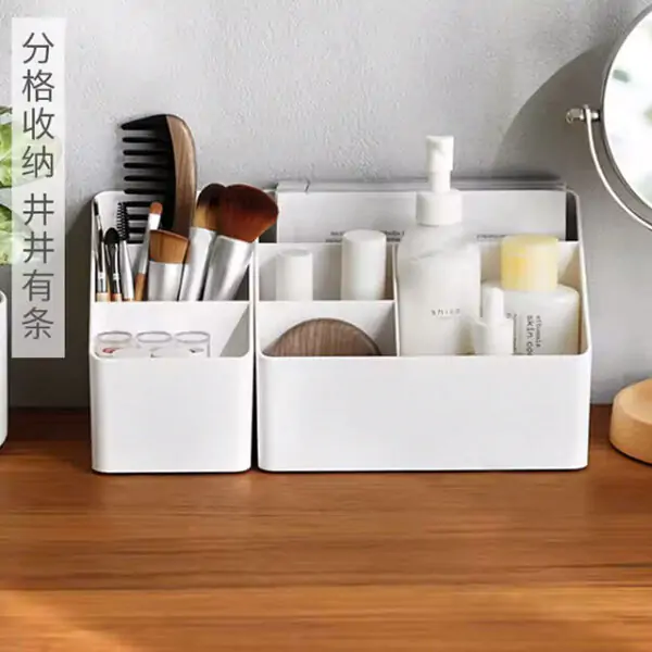 Plastic Desktop Storage Box | Office & Cosmetic Organizer | Remote Control & Debris Collector for Living Room & Dormitory