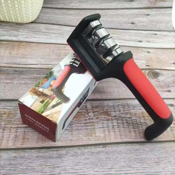 Handheld Multi-Stage Knife Sharpener – Quick Sharpening Tool with Non-Slip Base for Kitchen Knives