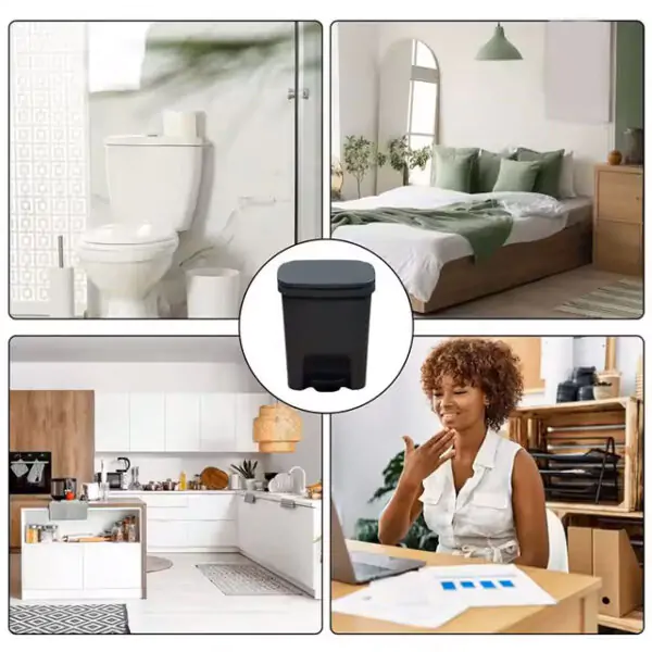 Rectangular Step-On Trash Can – Soft-Close Foot Pedal Garbage Bin with Odor Protection Lid