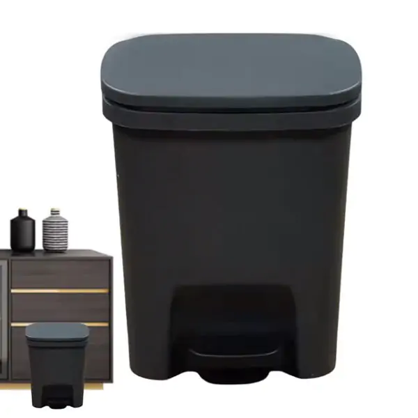 Rectangular Step-On Trash Can – Soft-Close Foot Pedal Garbage Bin with Odor Protection Lid