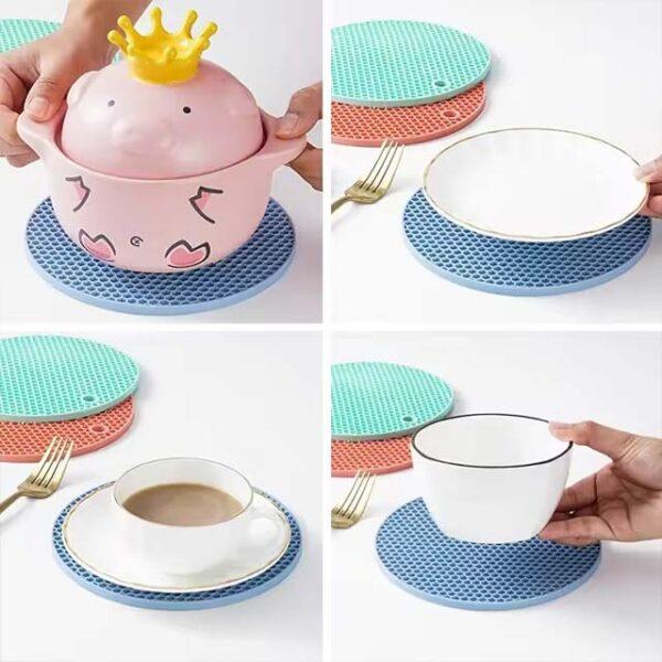 Round Heat-Resistant Silicone Mat – Non-Slip Drink Coasters & Thickened Pot Holder Placemat