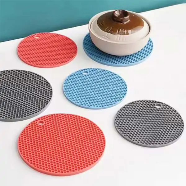 Round Heat-Resistant Silicone Mat – Non-Slip Drink Coasters & Thickened Pot Holder Placemat