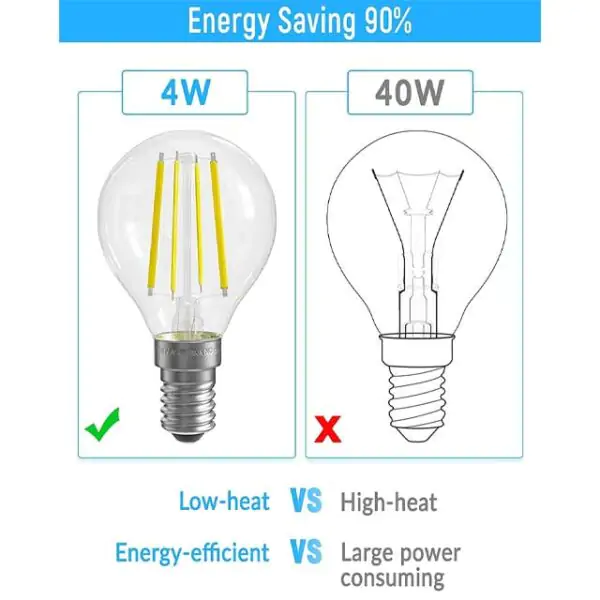 SYOSI E14 LED Filament Bulb – 4W Dimmable Golf Ball P45 Light, 6000K Cool White, Mini Globe Round Bulb, 40W Incandescent Equivalent, Small Edison Screw (SES) G45 Vintage Bulb - Image 3