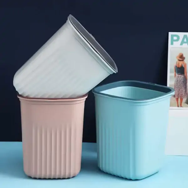 Simple Kitchen White Trash Can – Creative Open-Top Garbage Basket for Home, Living Room & Bathroom
