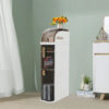 Slim Free-Standing Toilet Paper Holder & Storage Cabinet – Trendy Narrow Plastic Organizer with Drawers for Small Spaces, Bathroom, Bedroom & Living Room