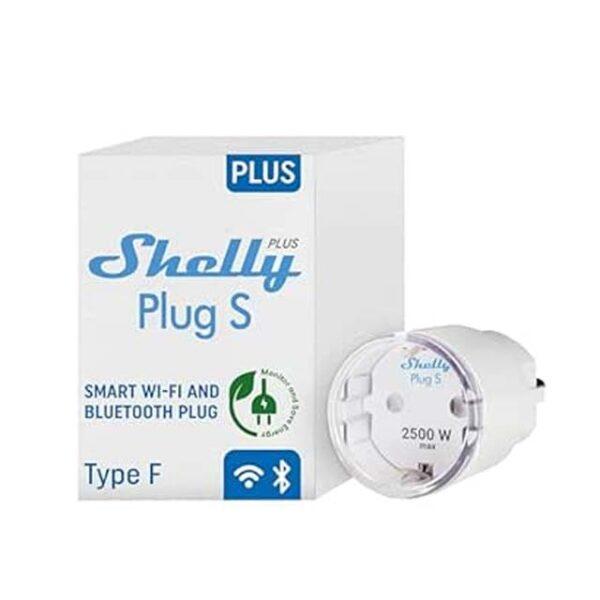 Shelly Plus Plug S – Smart Wi-Fi & Bluetooth Socket | Works with Alexa & Google Home | Voice-Controlled, Programmable Plug with Energy Monitoring