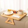 Solid Wood Rotating Sofa Armrest Tray – Double-Layer Multi-Purpose Sofa Table Tray for Drinks & Snacks