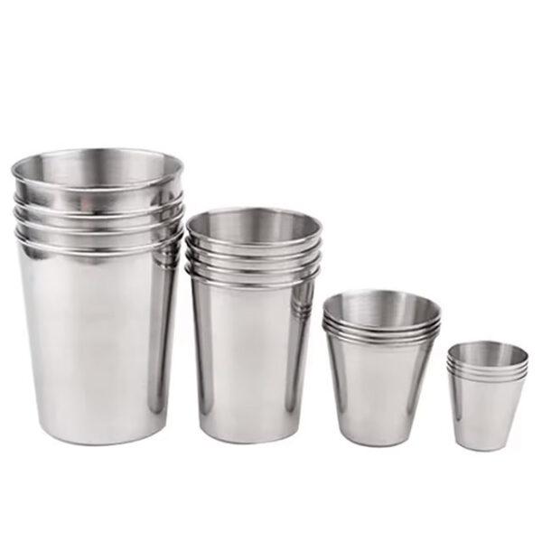 Stainless Steel Metal Cup Set – Beer, Wine, Coffee & Tea Tumblers – Durable Travel & Camping Mugs for Outdoor & Home Use