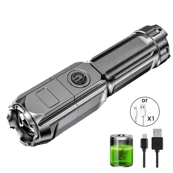 Super Bright LED Flashlight – Rechargeable, Zoomable, 3 Modes, Waterproof, Long-Range Torch for Outdoor & Emergency Use - Image 3