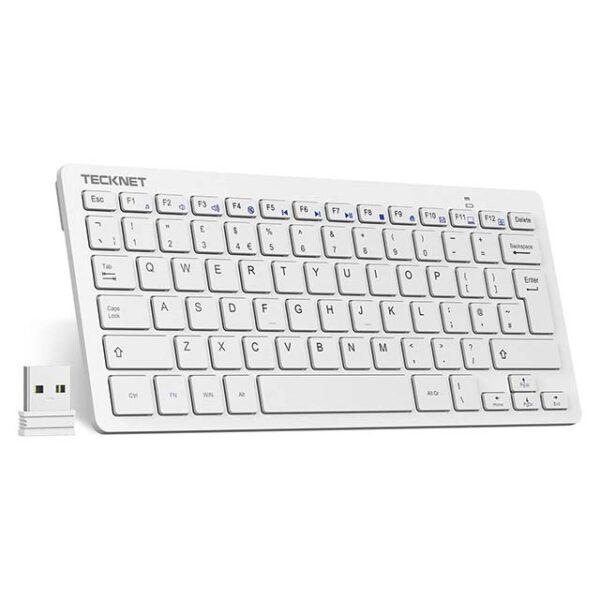 TeckNet 2.4G Wireless Keyboard For Windows-Chrome OS, UK Layout Compact Mini Keyboard, Small Silent Whisper-Quiet Keyboard