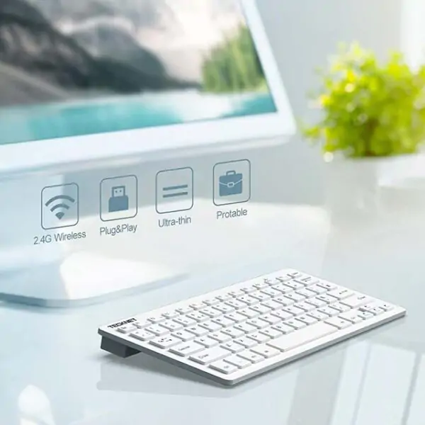 TeckNet 2.4G Wireless Keyboard For Windows-Chrome OS, UK Layout Compact Mini Keyboard, Small Silent Whisper-Quiet Keyboard