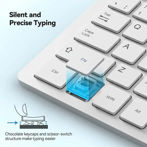 TeckNet 2.4G Wireless Keyboard For Windows-Chrome OS, UK Layout Compact Mini Keyboard, Small Silent Whisper-Quiet Keyboard