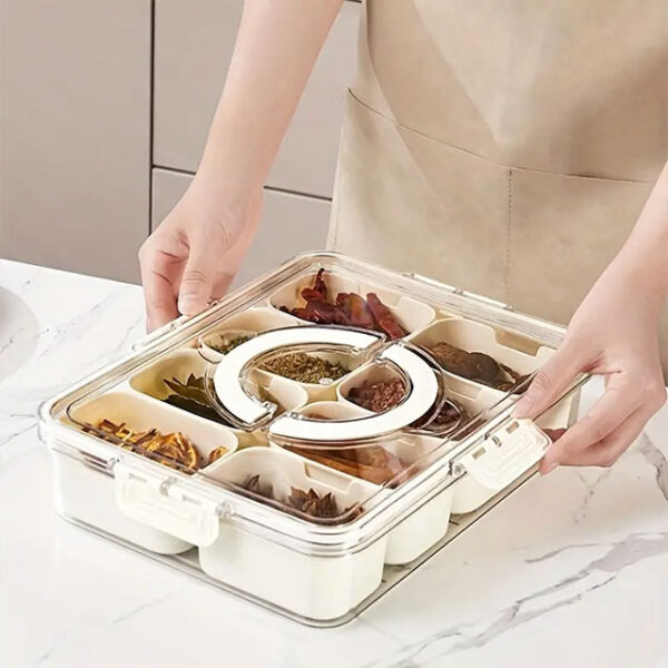 Versatile Spice Organizer with 4/8 Compartments – Moisture-Proof, Reusable Seasoning Box for Salt, Pepper & Condiments – Transparent Flip-Top Kitchen Storage Container