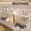 Wall-Mounted Kitchen Hook Rack – No-Punching Utensil & Chopping Board Storage Rail