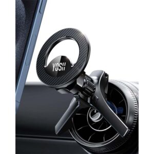 YOSH Mag-Safe Car Mount Holder- Round Air Vent for Mercedes Benz Audi BMW Mini Cooper, Magnetic Phone Car Mount with 20xN55 Magnets, Mobile Phone Holder Metal Hook