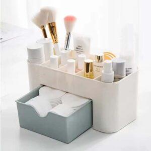 Acrylic Makeup Organizer Storage Box with Drawer – Cosmetic Holder for Lipstick, Brushes & Cotton Swabs