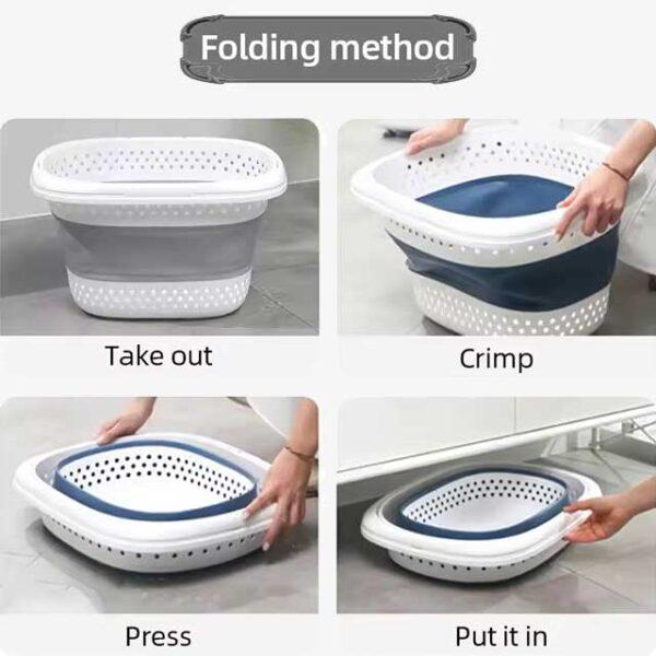 Collapsible Plastic Laundry Basket – Folding Pop-Up Dirty Clothes Basket, Large Household Storage Container for Bathroom
