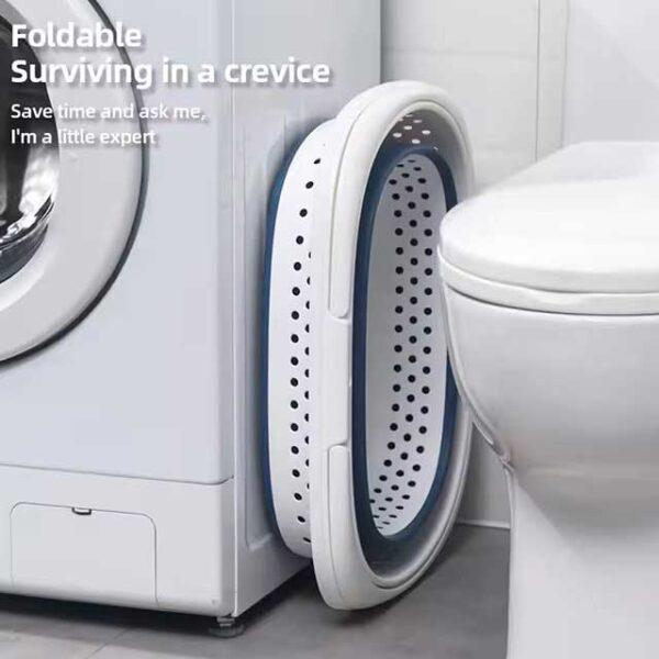 Collapsible Plastic Laundry Basket – Folding Pop-Up Dirty Clothes Basket, Large Household Storage Container for Bathroom