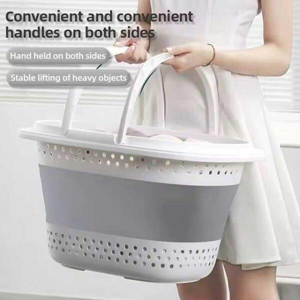 Collapsible Plastic Laundry Basket – Folding Pop-Up Dirty Clothes Basket, Large Household Storage Container for Bathroom
