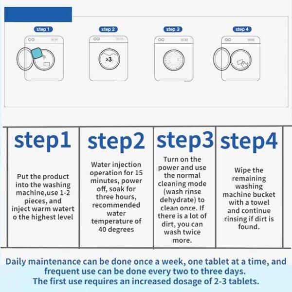 12 PCS Washing Machine Cleaning Tablets - Effervescent Detergent Cleaner for Household Maintenance & Deep Cleaning