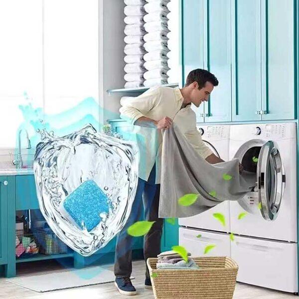 12 PCS Washing Machine Cleaning Tablets - Effervescent Detergent Cleaner for Household Maintenance & Deep Cleaning