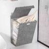 1pc Foldable Adhesive Laundry Basket Hamper – Multifunctional Punch-Free Wall Hanging Mesh Hook Organizer for Washing Clothes