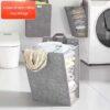 1pc Foldable Adhesive Laundry Basket Hamper – Multifunctional Punch-Free Wall Hanging Mesh Hook Organizer for Washing Clothes