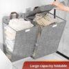 1pc Foldable Adhesive Laundry Basket Hamper – Multifunctional Punch-Free Wall Hanging Mesh Hook Organizer for Washing Clothes