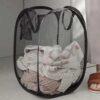 Folding Dirty Laundry Sorting Basket – Mesh Washing Frame, Bathroom Cloth Storage Bag, Laundry Organizer Pouch & Bucket