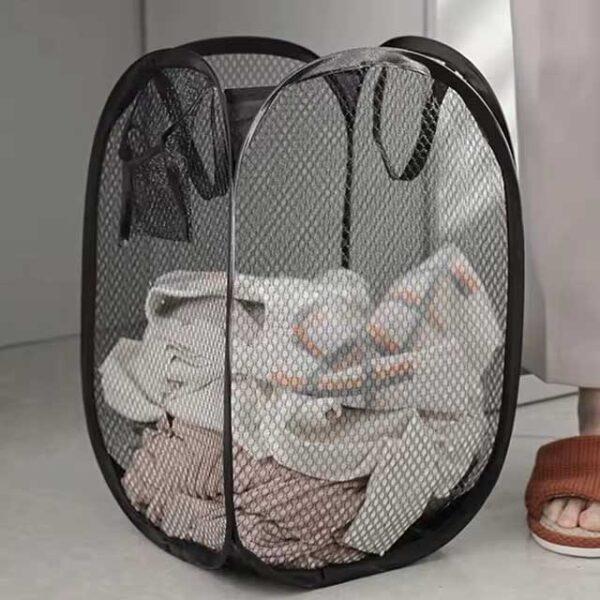 Folding Dirty Laundry Sorting Basket – Mesh Washing Frame, Bathroom Cloth Storage Bag, Laundry Organizer Pouch & Bucket