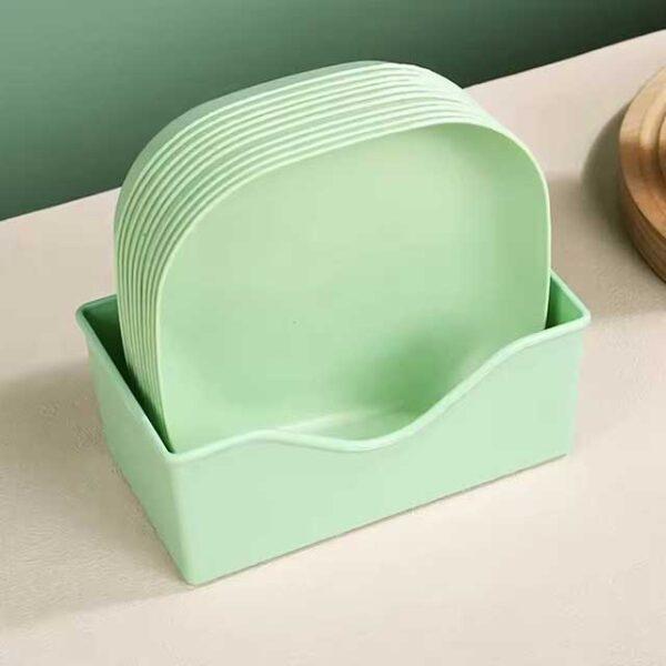 10Pcs Multi-Function Spit Bone Dish Set - Food Grade Plastic, Round & Square Household Garbage Plates for Dining Table