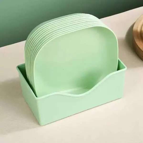10Pcs Multi-Function Spit Bone Dish Set - Food Grade Plastic, Round & Square Household Garbage Plates for Dining Table