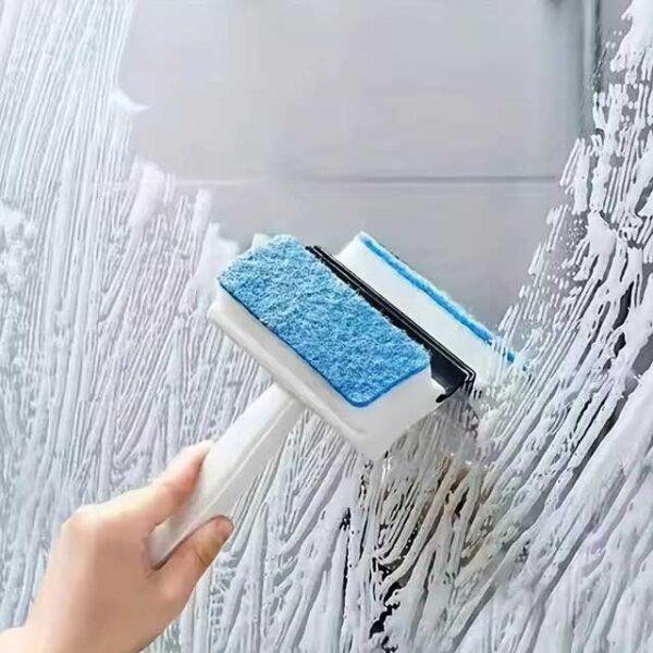 Multi-Purpose Cleaning Brush with Reusable Plastic Handle - Hard Firmness, Double-Sided Design for Bathroom, Toilet, Car & Glass