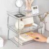 Transparent Foldable Storage Rack – Space Saving Kitchen & Cabinet Organizer, Stackable Shelving for Home Decor & Wardrobe