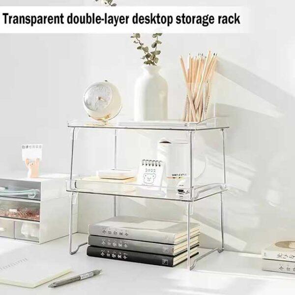 Transparent Foldable Storage Rack – Space Saving Kitchen & Cabinet Organizer, Stackable Shelving for Home Decor & Wardrobe