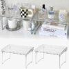 Transparent Foldable Storage Rack – Space Saving Kitchen & Cabinet Organizer, Stackable Shelving for Home Decor & Wardrobe