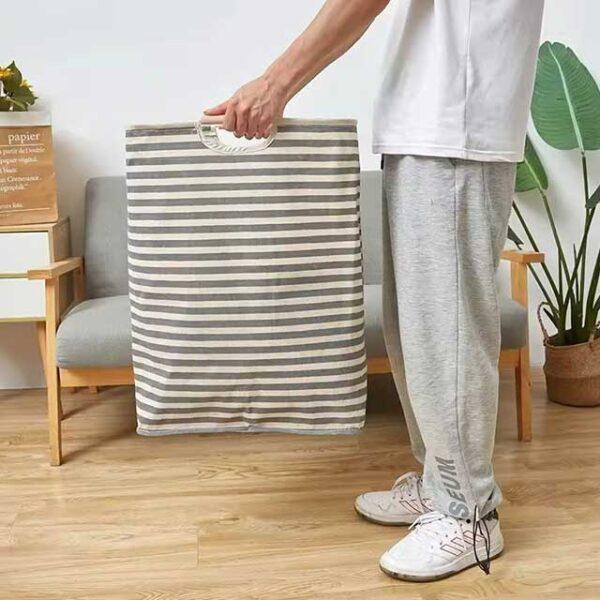 Waterproof Foldable Laundry Basket – Cotton Linen Dirty Clothes Hamper, Laundry Organizer, and Sundries Storage Bag