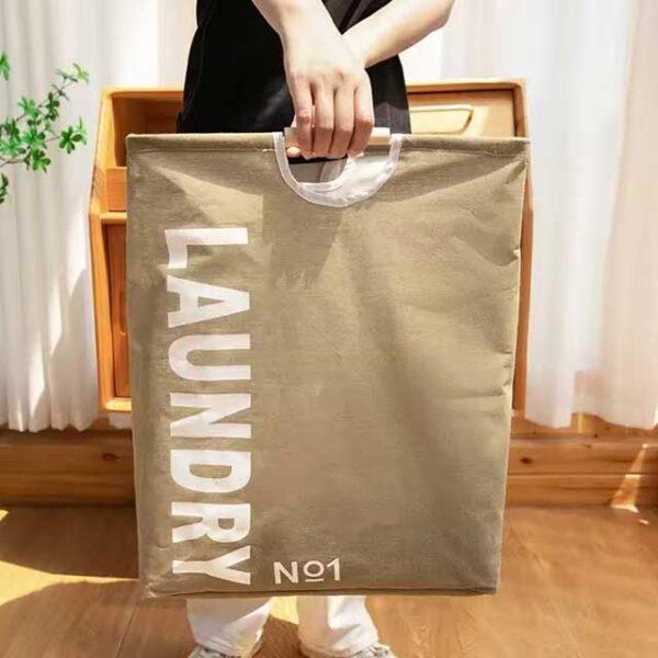 Waterproof Foldable Laundry Basket – Cotton Linen Dirty Clothes Hamper, Laundry Organizer, and Sundries Storage Bag