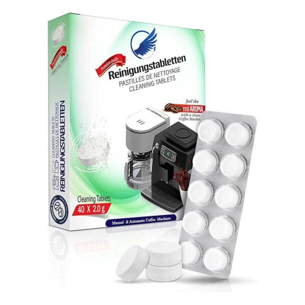 2-in-1 Cleaning Tablets for Fully Automatic Espresso Machines – Phosphate-Free, Siemens EQ Series Compatible, 40 x 2g Individually Packed