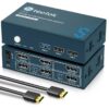 4K@60Hz Dual Monitor DisplayPort KVM Switch – 2-in-2-out for 2 Computers with USB 3.0, Button Control, Includes 4 DP & 2 USB 3.0 Cables