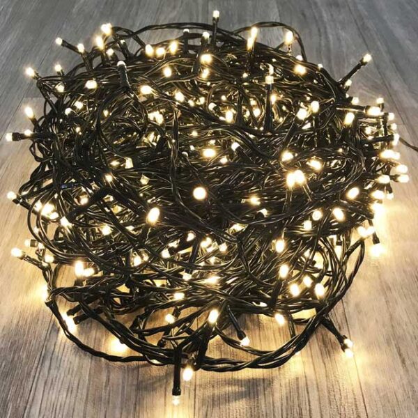 500 LED Warm White Fairy Lights – Indoor/Outdoor LED String Lights with Transformer Cable, Eco-Friendly Green Design