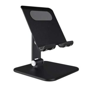Adjustable Aluminum Tablet Stand for 13" Devices – Foldable, Portable & Durable Black Table Mount