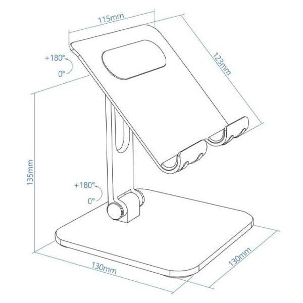 Adjustable Aluminum Tablet Stand for 13" Devices – Foldable, Portable & Durable Black Table Mount
