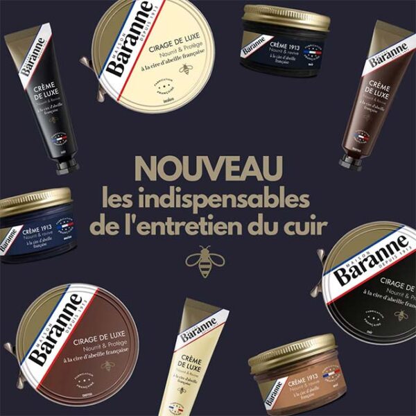Baranne Luxury Black Shoe Polish – French Beeswax Leather Care Formula That Revives Color, Nourishes & Delivers Long-Lasting Shine (Box)