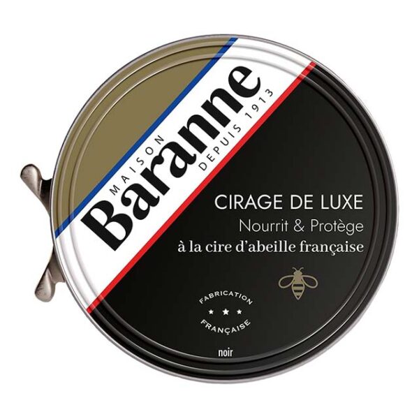 Baranne Luxury Black Shoe Polish – French Beeswax Leather Care Formula That Revives Color, Nourishes & Delivers Long-Lasting Shine (Box)