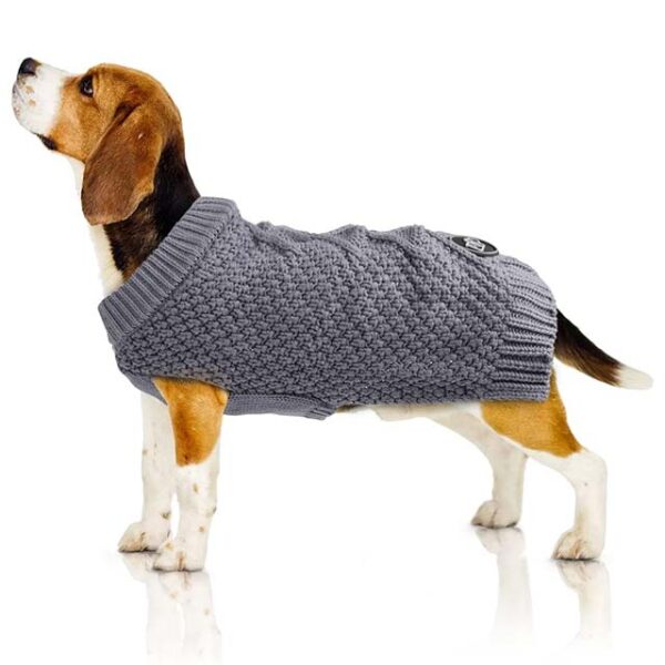 Bella & Balu 100% Cotton Cable Knit Dog Jumper – Warm Grey Dog Sweater for Cold Weather