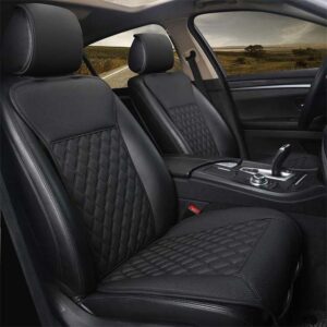 Black Panther 1 Pair Car Seat Covers – Luxury Universal Anti-Slip Driver & Backrest Protector with Diamond Pattern (Black)