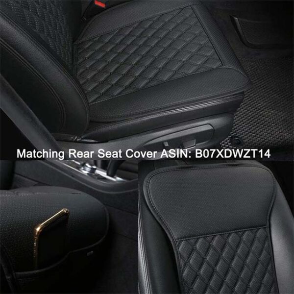 Black Panther 1 Pair Car Seat Covers – Luxury Universal Anti-Slip Driver & Backrest Protector with Diamond Pattern (Black)