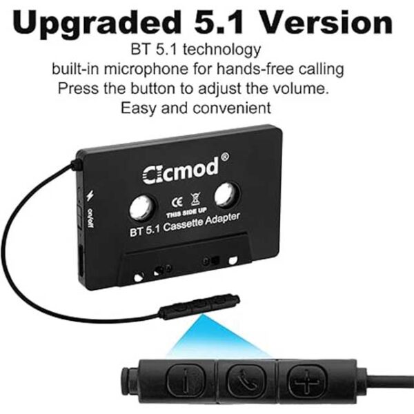 CICMOD BT 5.1 Car Cassette Adapter with Built-In Microphone